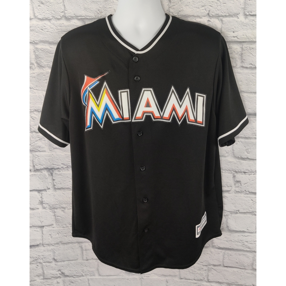 Majestic Cool Base MLB Miami Marlins Jersey, Size Large